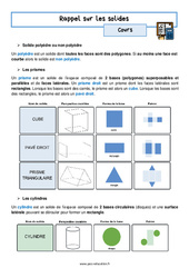 Les solides (Rappel) - Séquence complète : 11ème Harmos - PDF à imprimer