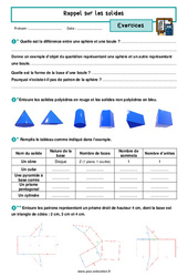 Les solides (Rappel) - Exercices corrigés : 11ème Harmos - PDF à imprimer