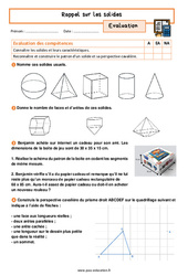 Les solides (Rappel) - Examen Evaluation avec les corrigés : 11ème Harmos - PDF à imprimer