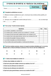 Critères de divisibilité et résolution de problèmes - Exercices corrigés : 11ème Harmos - PDF à imprimer