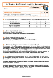 Critères de divisibilité et résolution de problèmes - Examen Evaluation avec les corrigés : 11ème Harmos - PDF à imprimer