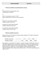 Proportionnalité - Problèmes - Exercices - 1 : 7ème Harmos - PDF à imprimer