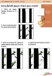 Une forêt pour mon pic - vert - Animaux de la forêt - Artistique : 1ère, 2ème Harmos - PDF à imprimer