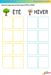 Hiver et Eté - Les 4 saisons - Découverte du monde : 1ère, 2ème Harmos - PDF à imprimer