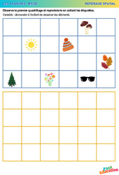 Les 4 saisons - Repérage spatial en maternelle : 1ère, 2ème Harmos - PDF à imprimer