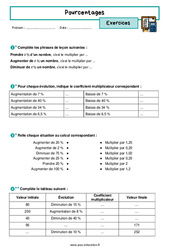 Pourcentages - Exercices corrigés : 11ème Harmos - PDF à imprimer