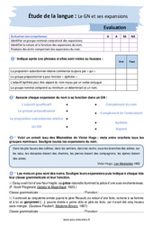 Le groupe nominal et ses expansions - Examen Evaluation avec les corrigés : 10ème Harmos - PDF à imprimer