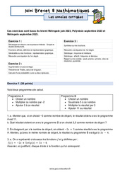 Mini Brevet de mathématiques  - Les annales corrigées 8 : 11ème Harmos - PDF à imprimer