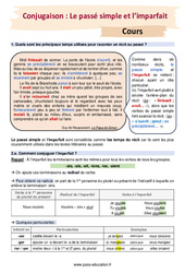 Le passé simple et l’imparfait - Cours : 10ème Harmos - PDF à imprimer