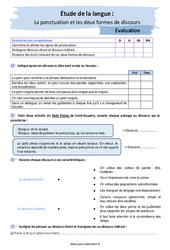 La ponctuation et les 2 formes de discours - Examen Evaluation avec les corrigés : 10ème Harmos - PDF à imprimer