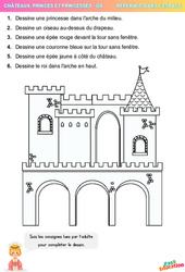 Dessine - moi un château - Repérage spatial en maternelle : 2ème Harmos - PDF à imprimer