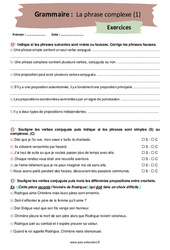 La phrase complexe (1) - Exercices corrigés : 10ème Harmos - PDF à imprimer