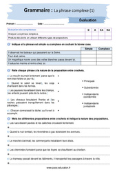 La phrase complexe (1) - Examen Evaluation avec les corrigés : 10ème Harmos - PDF à imprimer