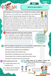 Exercice Qu'est - ce que le respect ? - Curieux de tout : 4ème, 5ème Harmos - PDF à imprimer