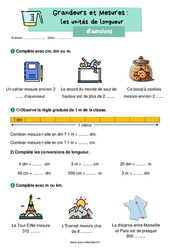 Les unités de longueur - Exercices de Grandeurs et Mesures : 4ème Harmos - PDF à imprimer