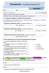 La phrase complexe (2) - Examen Evaluation avec les corrigés : 10ème Harmos - PDF à imprimer