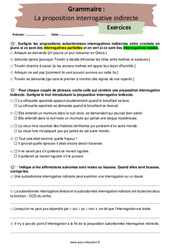 La proposition interrogative indirecte - Exercices corrigés : 10ème Harmos - PDF à imprimer