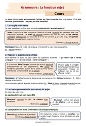 La fonction sujet - Séquence complète : 10ème Harmos - PDF à imprimer