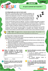 En quoi le sommeil est - il essentiel ? - Curieux de tout : 9eme, 10ème, 11ème Harmos - PDF à imprimer