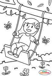 Balançoire - Coloriage sur le Printemps : 1ère, 2ème Harmos, 3eme Harmos - PDF à imprimer