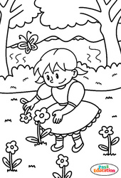 Cueillir des fleurs - Coloriage sur le Printemps : 1ère, 2ème Harmos, 3eme Harmos - PDF à imprimer