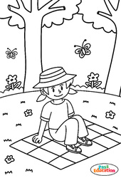 Pique - nique au soleil - Coloriage sur le Printemps : 1ère, 2ème Harmos, 3eme Harmos - PDF à imprimer