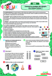 Les dangers des réseaux sociaux - Fiches comment se protéger ? - Curieux de tout : 6ème, 7ème, 8ème Harmos - PDF à imprimer