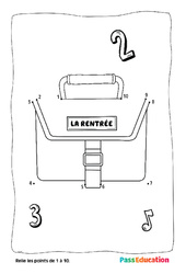 Ecole - Points à relier, nombres jusqu'à 10 : 1ère Harmos - PDF à imprimer