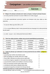 Les verbes pronominaux - Exercices corrigés : 10ème Harmos - PDF à imprimer