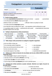 Les verbes pronominaux - Examen Evaluation avec les corrigés : 10ème Harmos - PDF à imprimer