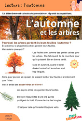 L'automne - Lecture : 3eme, 4ème Harmos - PDF à imprimer