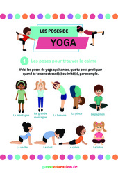 Trouvez le calme - Posters - Poses Yoga : 3eme, 4ème, 5ème, 6ème, 7ème Harmos - PDF à imprimer