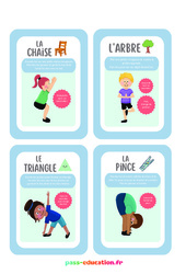 La chaise, L'arbre, Le triangle, ... - Cartes de poses de yoga : 3eme, 4ème, 5ème, 6ème, 7ème Harmos - PDF à imprimer