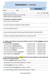 L’attribut - Examen Evaluation avec les corrigés : 10ème Harmos - PDF à imprimer