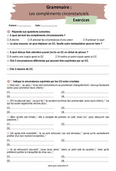 Les compléments circonstanciels - Exercices corrigés : 10ème Harmos - PDF à imprimer