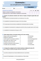 Les compléments circonstanciels - Examen Evaluation avec les corrigés : 10ème Harmos - PDF à imprimer