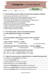 Le mode subjonctif - Exercices corrigés : 10ème Harmos - PDF à imprimer