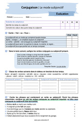 Le mode subjonctif - Examen Evaluation avec les corrigés : 10ème Harmos - PDF à imprimer