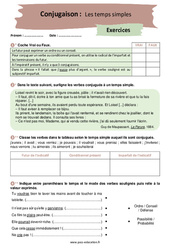 Les temps simples - Exercices corrigés : 10ème Harmos - PDF à imprimer