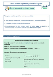 Puissances d’exposants positifs ou négatifs -  avec Mon Pass Maths : 11ème Harmos - PDF à imprimer