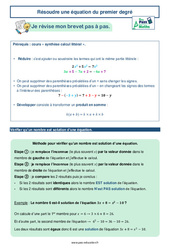 Résoudre une équation du premier degré -  avec Mon Pass Maths : 11ème Harmos - PDF à imprimer