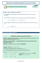 Résoudre une équation produit nul ou racine carrée -  avec Mon Pass Maths : 11ème Harmos - PDF à imprimer