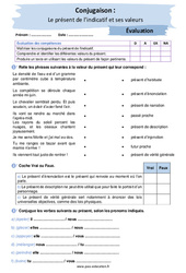 Le présent de l’indicatif et ses valeurs - Examen Evaluation avec les corrigés : 10ème Harmos - PDF à imprimer