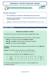 Effectifs, fréquences, étendue -  avec Mon Pass Maths : 11ème Harmos - PDF à imprimer