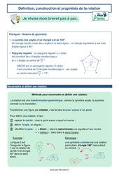 Définition, construction et propriétés de la rotation -  avec Mon Pass Maths : 11ème Harmos - PDF à imprimer