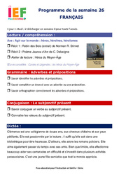 IEF Instruction En Famille, École à la maison pour la Semaine 26 - école à la maison IEF - Fiches  : 9eme Harmos