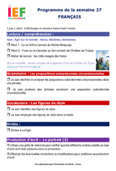 IEF Instruction En Famille, École à la maison pour la Semaine 27 - école à la maison IEF - Fiches  : 9eme Harmos
