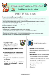 Sensibiliser au bien - être animal - Séquence - Fiche de préparation - EMC : 3eme Harmos - PDF à imprimer