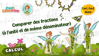 Comparer des fractions (à l'unité et de même dénominateur) - Vidéo pédagogique - La Fée des Maths : 8ème Harmos, 9eme Harmos