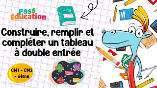 Construire, remplir et compléter un tableau à double entrée - Vidéo pédagogique : 6ème, 7ème, 8ème Harmos